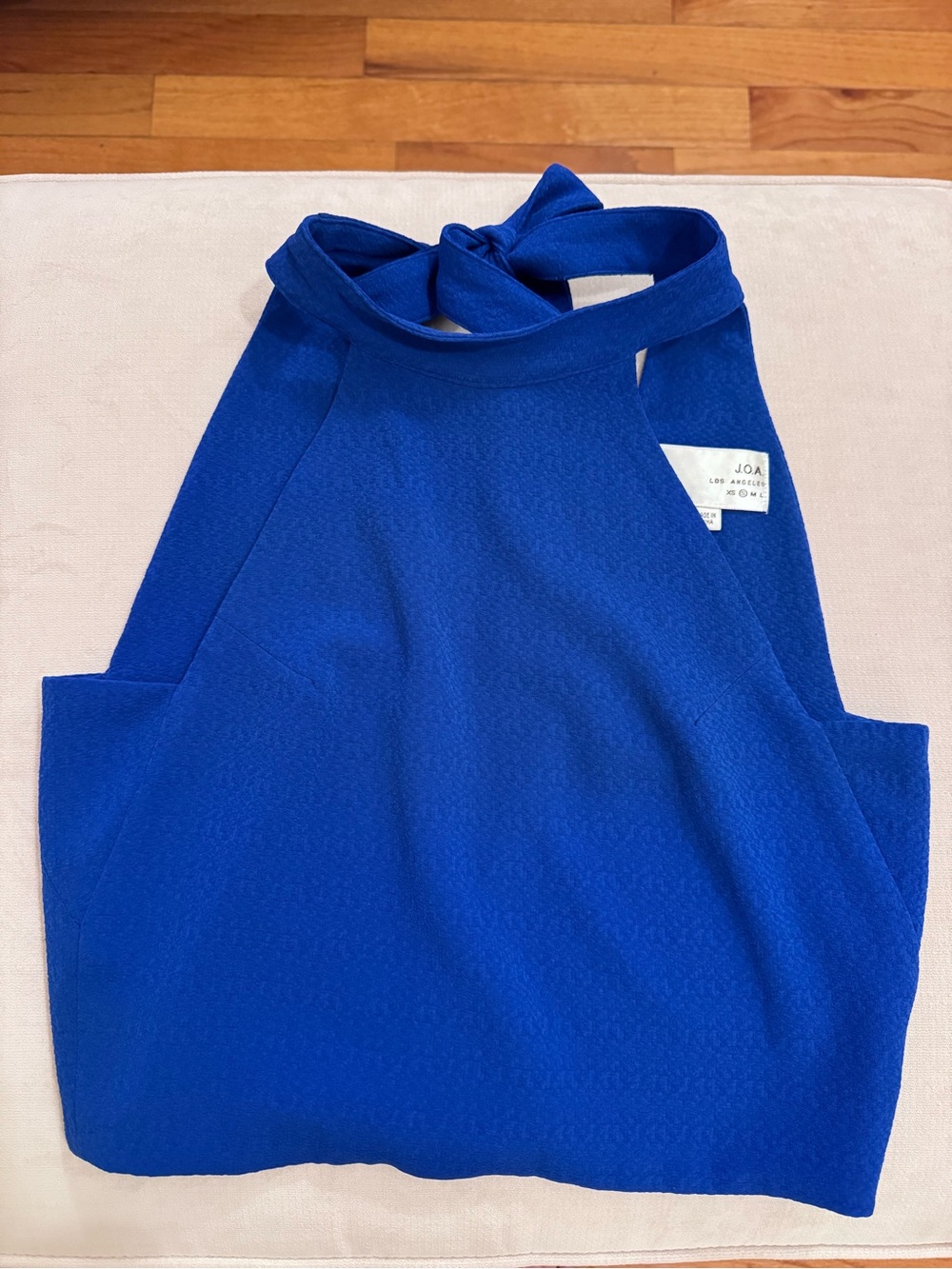 J.O.A. Cobalt Blue Halter Tie-Neck Tank